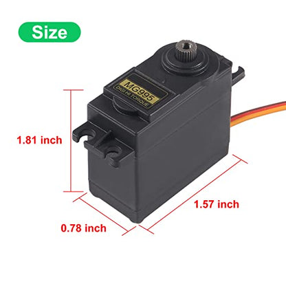 Servo Motor MG995 Control Angle180 Metal Gear Servo 20KG Digital High Speed Torque Servo Motor for Smart Car Robot Boat RC Helicopter Pack of 5