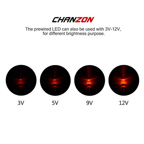 CHANZON 20 pcs Pre-Wired 5mm Orange LED Diode Lights (DC 12V) - color: G) Orange (20pcs)