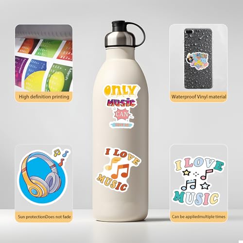 100PCS Music Stickers, Vinyl Musical Note Stickers for Kids - style: Music Stickers