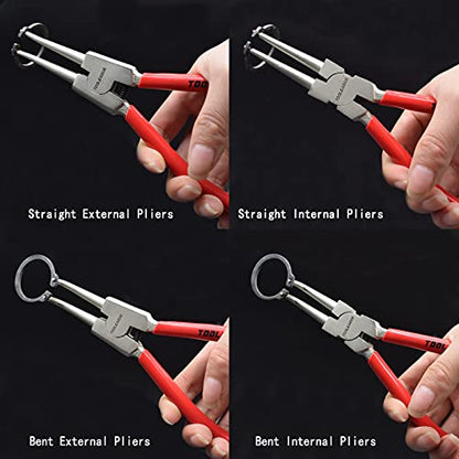 TOOLEAGUE 13" Large Snap Ring Pliers Set, Long Circlip Pliers Kit, 4 Pcs - size: 13 inches (Bent/Straight, Internal/External, 4Pcs)
