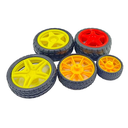 4PCS Toy Car Wheels Robot Car Rubber Tire Wheel for RC Car Truck Robot DIY Model Toy Wheel Replacement Parts (17x41mm Yellow) - style: 17x41mm Yellow