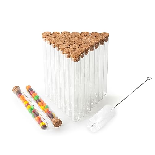 30pcs 20ml Glass Test Tubes 15 x 150mm with Cork Stoppers and Brush for Scientific Experiments and Plant Propagation Test Tubes - size: 15X150mm/20ml 30pcs