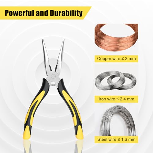 Long Needle Nose Pliers-6’’Soft Grip with Wire Cutter for Home,1pcs - size: One-6in