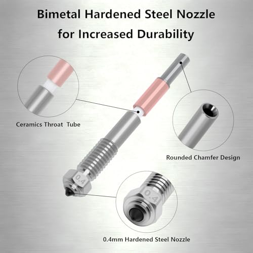 2PCS 0.4mm Bimetal Nozzle for QIDI Q2/Q2C, Quick-Swap Integrated Ceramic Throat Tube Hardened Steel Nozzle All-Metal High Temperature Resistant Hotend Nozzles Replacement for QIDI Q2 3D Printer - style: 2PCS 0.4MM Nozzle