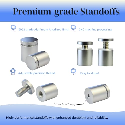 Pack of 12 Aluminum Standoff Screws Wall Sign Standoff Mounting Hardware Standoff Mounts for Acrylic Picture Frame (12, Champagne, 1/2" x 3/4") - color: Champagne, size: 1/2" x 3/4"