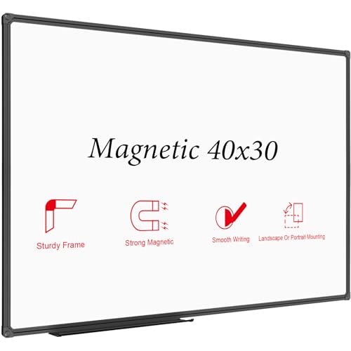 JILoffice Magnetic Whiteboard/White Board, Dry Erase Board 40 x 30 Inch, Black Aluminum Frame Wall Mounted Board for Office Home and School - color: Black, size: 40 x 30 Inch