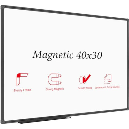 JILoffice Magnetic Whiteboard/White Board, Dry Erase Board 40 x 30 Inch, Black Aluminum Frame Wall Mounted Board for Office Home and School - color: Black, size: 40 x 30 Inch
