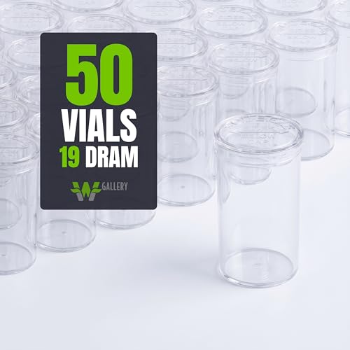 W Gallery 50 Clear Vials - 19 Dram Pop Top Bottles, Child Resistant - color: Clear