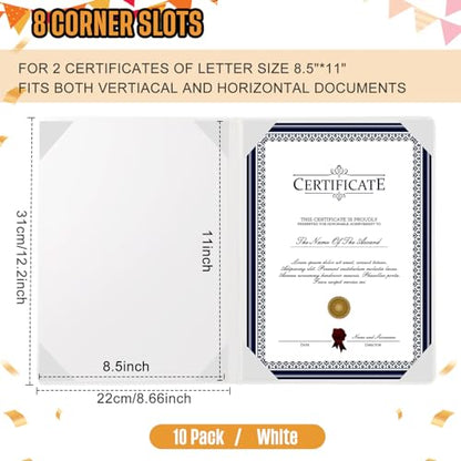 Tenare 10 Pcs White PU Leather Certificate Cover Diploma Folder Holder - color: White