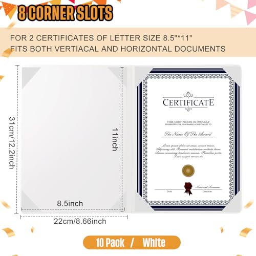 Tenare 10 Pcs White PU Leather Certificate Cover Diploma Folder Holder - color: White