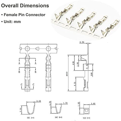 200 Pairs Male and Female Pin Connector Kit 2.54mm / 0.1" Pitch for 22~28AWG Dupont Jumper Wire Cable (200pcs Male Pin Connectors + 200pcs Female Pin Connectors)