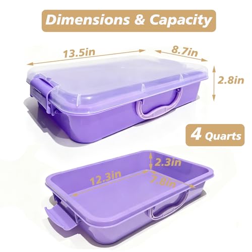 4 Qt (3.8L) Sensory Bin With Lid - 3 Pack, Stackable Storage Sensory Bins with Lids, Portable Sandbox, Organizers Sand, Arts, Crafts, (Blue, Green, Purple)