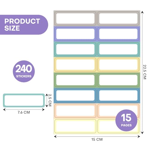 240 Removable Labels Waterproof for Jars & Freezer Containers - 1x3 Tear-Proof Stickers, 8 Colors Pearlescent Film, Residue-Free (-40°F~150°F)