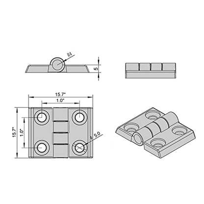 4 Sets 10 Series Aluminum Extrusion Profiles Pivot Hinge Bracket Install Kit Connector, 4Pcs 1010 Hinge with T-Nuts Screw Bolt for 1" x 1" 1 Inch x 1 Inch Extruded Aluminum Rail - style: 4 sets pivot hinge with m5