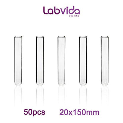 50pcs 20ml Borosilicate Glass Test Tubes, LVH1002 - color: 50pcs of Vol.20ml
