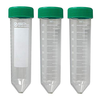 SPL 50ml Conical Centrifuge Tube Polypropylene Screw Cap, Sterile Non - pyrogenic, Non - cytotoxic, DNase/RNase - Free, Resealable Bags (500 Tubes) - size: 500 Tubes