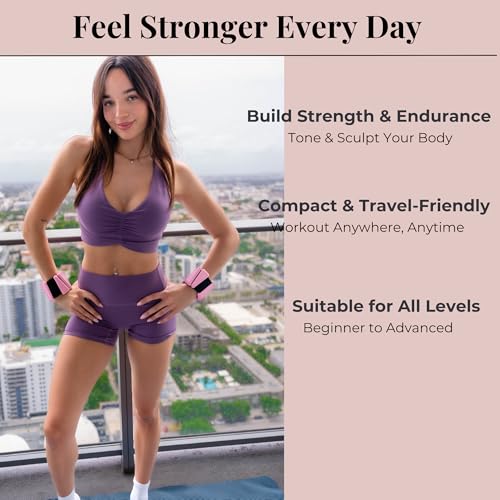Wrist & Ankle Weights for Women – 2 lb Total, 1 lb Each | Weighted Bangles - color: Pink