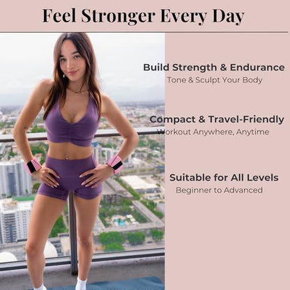 Wrist & Ankle Weights for Women – 2 lb Total, 1 lb Each | Weighted Bangles - color: Pink