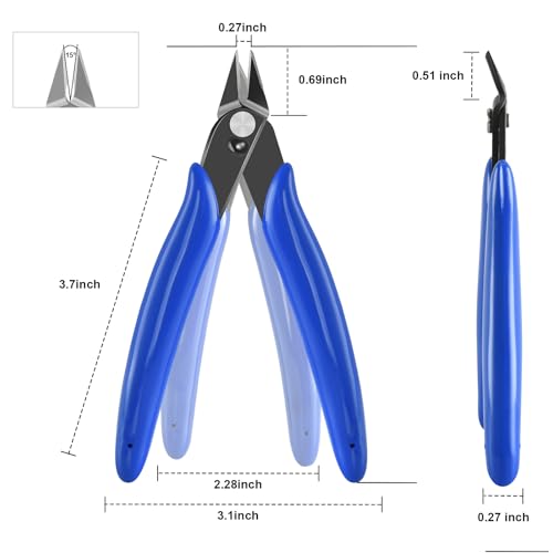 Micro Flush Cutter, 5-Pack Wire Cutters, 5”Side Cutting Pliers - color: 5 Pack
