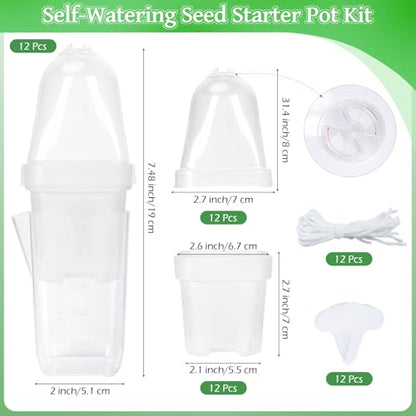 12Pack 2.5" Self Watering Seed Starter Pots for Plant Propagation Cuttings - color: Transparent 12 Pack