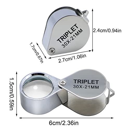 30X Jewelers Loupe Magnifier 2 Pcs Foldable Pocket Magnifying Glass - size: 2pcs