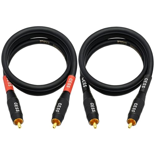 CNCESS Waterproof RCA Male to Male Cable, 2-Pack (2 Feet) - size: 2 FT