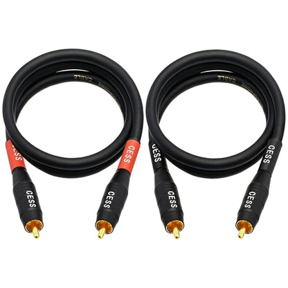 CNCESS Waterproof RCA Male to Male Cable, 2-Pack (2 Feet) - size: 2 FT