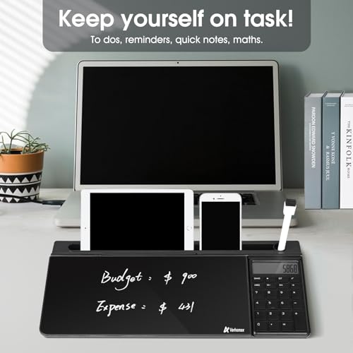 Varhomax Glass Desk Whiteboard Gray with Calculator - color: Calculator-black