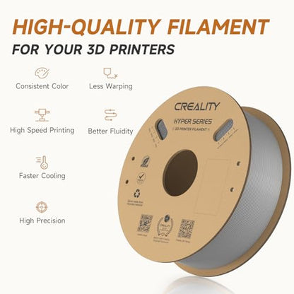 Official CREALITY Hyper PLA Filament 1.75mm Grey & Grey 2KG, 30-600mm/s Rapid High Speed PLA 3D Printer Filament, 2 Pack 1kg Spool(2.2lbs) PLA, Dimensional Accuracy +/-0.02mm, Fit Most FDM 3D Printers - color: Grey & Grey