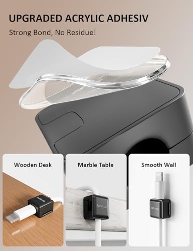 8-Pack Magnetic Cable Clips, Adhesive Cord Holder for Desk, Nightstand, Wall, Car - Secures USB/HDMI/Charger Cables (No Residue, Black) - style: 8Pack Black