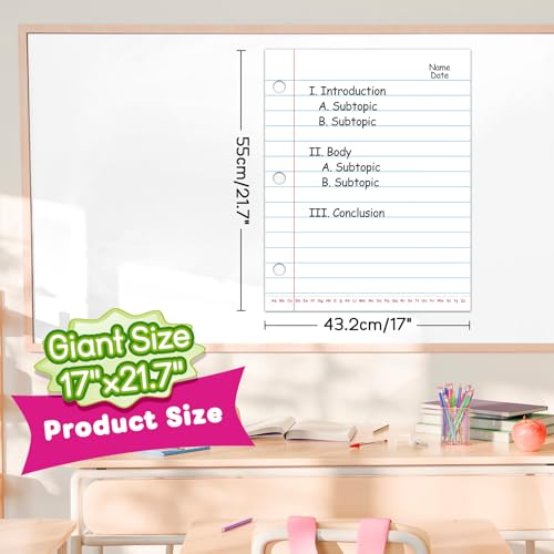 Giant Magnetic Notebook Paper, Dry Erase Lined Chart