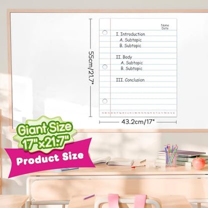 Giant Magnetic Notebook Paper, Dry Erase Lined Chart