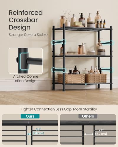 SONGMICS 3-Tier Storage Shelf, Steel Wire Organizer Rack - size: 23.6"W, style: 3-Tier
