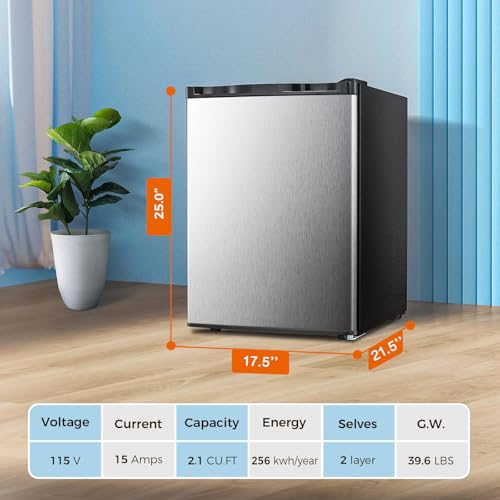 Kismile Upright Freezer, 2.1 Cu.ft Small Mini Freezer, Stainless Steel - color: Stainless Steel, size: 2.1 Cu.ft