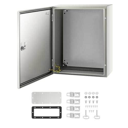 VEVOR NEMA Steel Enclosure, 20 x 16 x 8'' NEMA 4X Steel Electrical Box, IP66 Waterproof & Dustproof, Outdoor/Indoor Electrical Junction Box, with Mounting Plate - size: 20 x 16 x 8