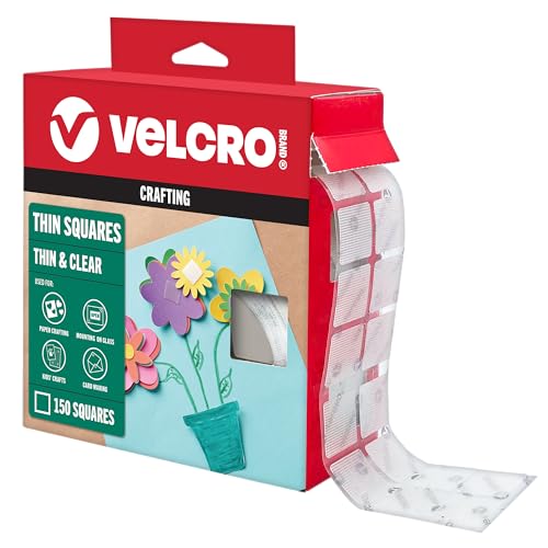 VELCRO Brand Thin Clear Mounting Squares, 7/8 in, 150 Pack - size: 7/8 in (150Pk), style: Squares