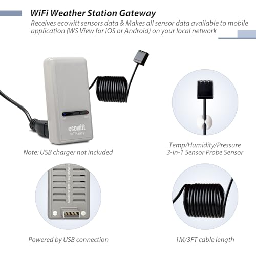 ECOWITT GW1206 Soil Moisture Tester Kit, Includes GW1200 IoT Wi-Fi Gateway and WH51 Soil Moisture Sensor, 915 MHz - color: GW1206BU