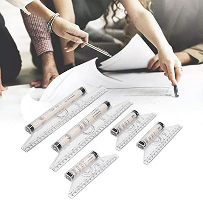 Aramox 5pcs Parallel Rolling Ruler, Clear Scale Plastic Measuring Ruler with Round Holes for Drawing Circles and Formulas, for Artists Students Designers