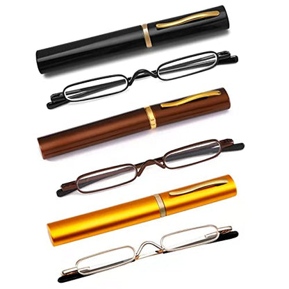 Mini Slim Pen Reading Glasses, Black+Brown+Gold, 2.00 - color: Black+brown+gold