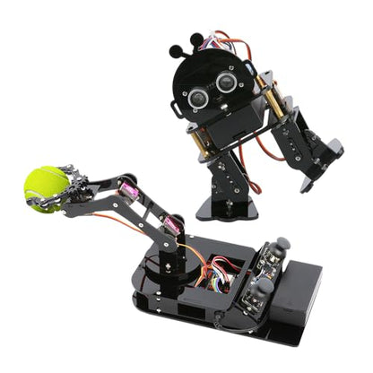 4 DOF ESP32 Robotic Arm Kit & Bipedal Robot Kit Compatible with Arduino IDE, Electronic Programming Project/STEM Education/Science Coding Kit for 12+ Teens & Adults Unique Gifts