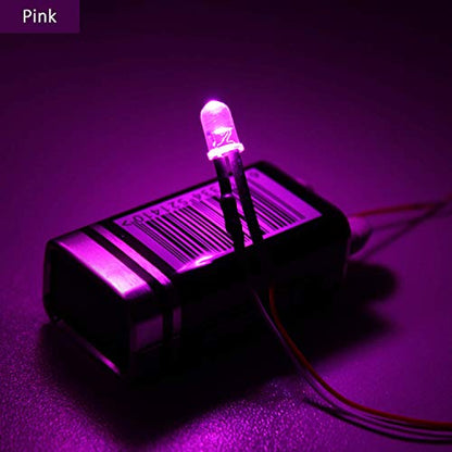 DiCUNO 100Pcs 5MM Pre Wired 12V Pink Light LED Diodes, with 9.4 Inch Lead - color: Pink