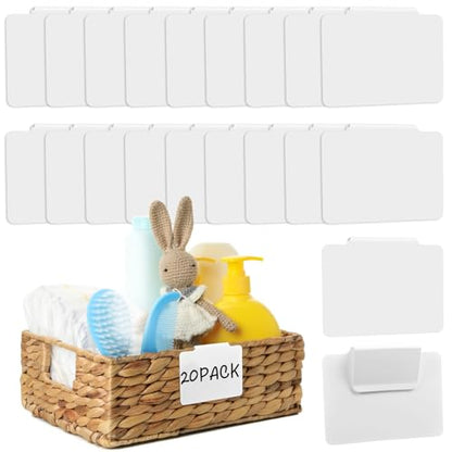 20pcs White Basket Labels Removable PVC Labels - color: White 20pack
