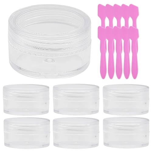 50 Pcs Makeup Sample Containers 3g/5g Sample Containers with Lids Tiny Sample Jars for Skincare Cream Lotion Jewelry Beads DIY Crafts Travel (FZG/5g/Tm) - color: transparent color, size: 5g