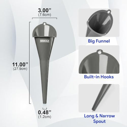 Oil Funnel 3PK - 11" Long Neck Plastic Funnels for Automotive Use