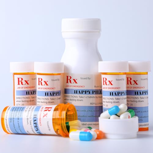 Kigeli 60 Pcs Happy Pill Stickers Medication Bottle Labels Pharmacy Gifts - style: Happy Pill