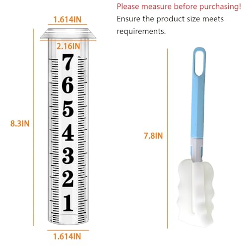 Rain Gauge Replacement Tube, Accurate Rain Gauges Outdoors Best Rated, 7" Capacity Rain Gauge Tube Replacement for Yard & Garden, Water Gauge for Rain, 2 Plastic Rainfall Meter Tube with 1 Clean Brush - color: 2PCS Plastic Rain Gauge Tube B