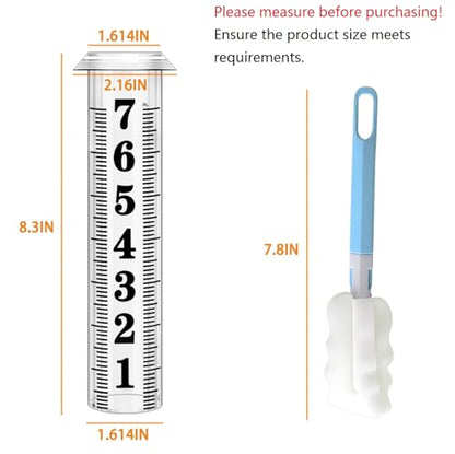 Rain Gauge Replacement Tube, Accurate Rain Gauges Outdoors Best Rated, 7" Capacity Rain Gauge Tube Replacement for Yard & Garden, Water Gauge for Rain, 2 Plastic Rainfall Meter Tube with 1 Clean Brush - color: 2PCS Plastic Rain Gauge Tube B