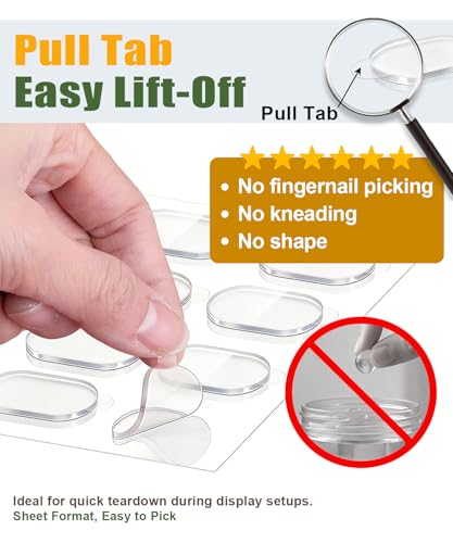 Removable Clear Mounting Putty with Pull Tab, No Residue Adhesive Putty for Museum Display Action Figures, Gel Stick Tack Adhesive Dots to Keep Things in Place, 160 Pcs 0.31" x 0.51" - size: 0.31" x 0.51" / 8x13mm / 160Pcs