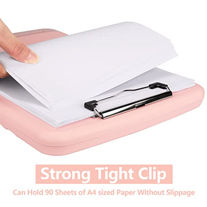 Clipboard with Storage, A4 Binder Nursing Clipboards with Pen Holder, Heavy Duty Storage Clipboards with Low Profile Clip, Clipboard Folder Side-Opening, Smooth Writing Clip Board (Light Pink) - color: Light Pink