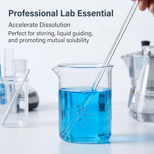 20 Pcs High Temp Glass Stirring Rods,Smooth Stir Sticks for Lab